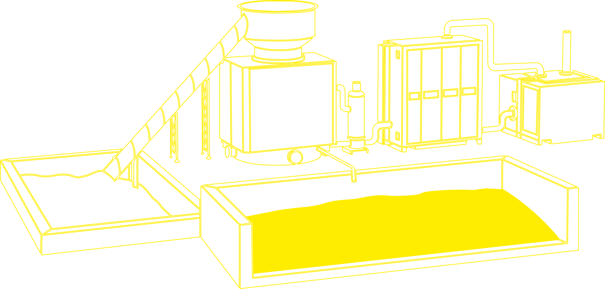 Technical drawing of an automated pyrolysis unit
